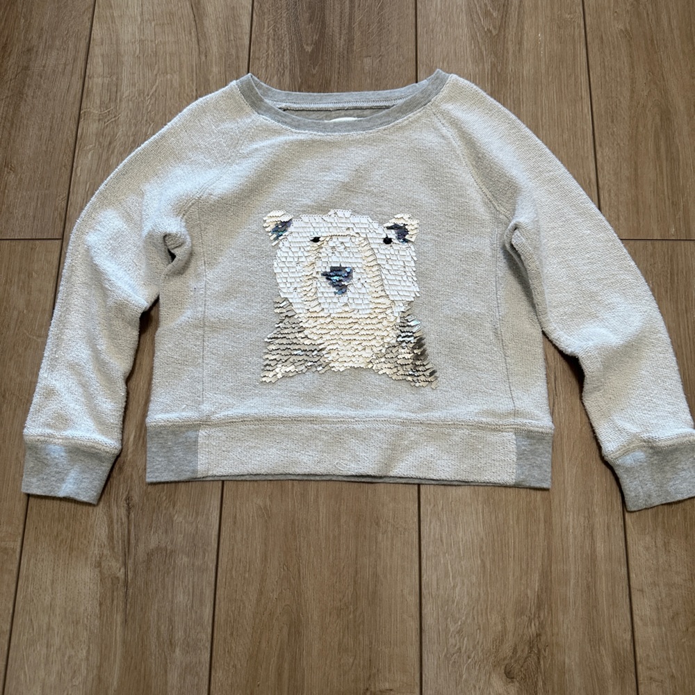 Crewcuts by Jcrew kids sequin polar bear sweatshirt. GUC
